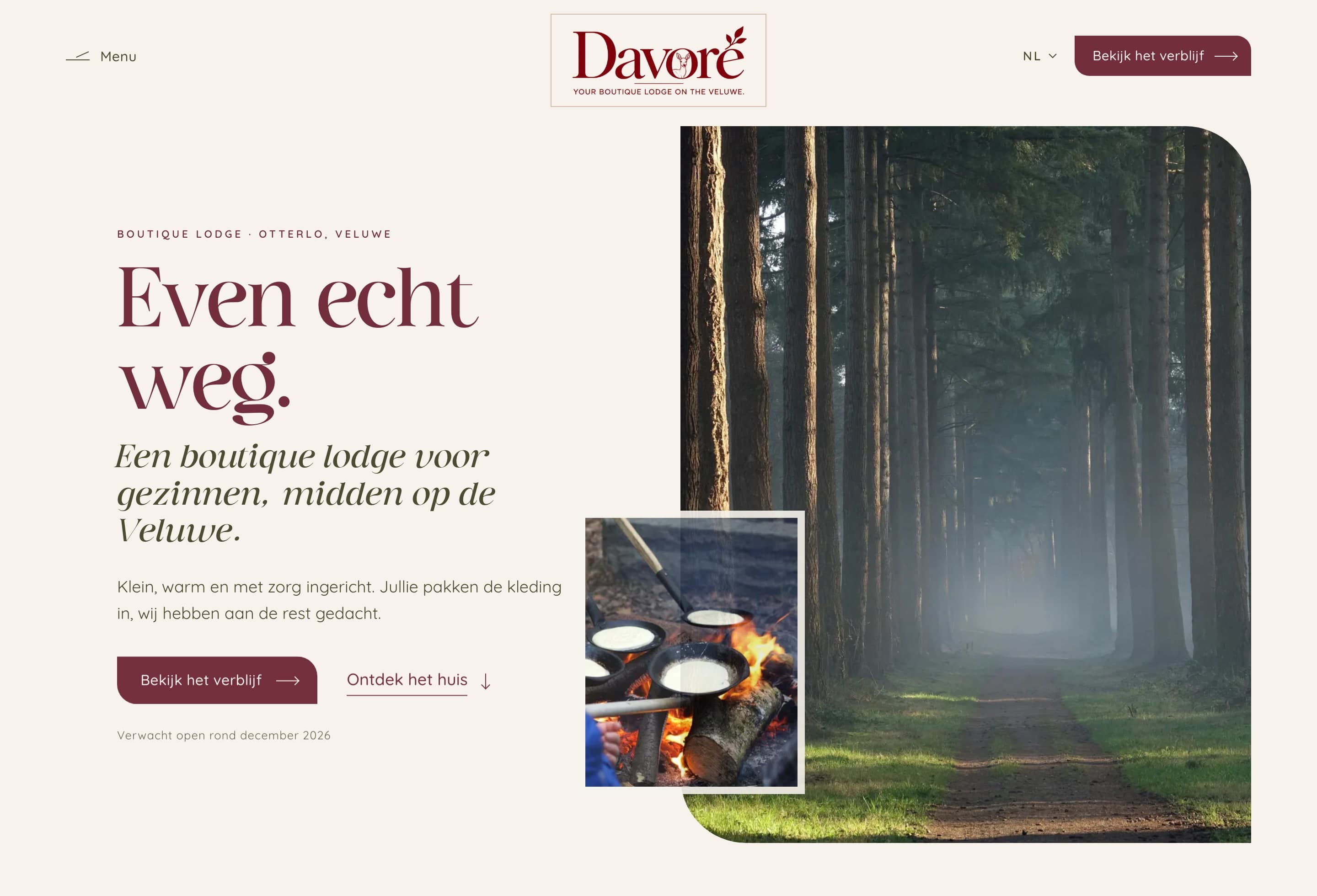 Voorlopige homepage van Davoré Lodge.